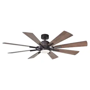 PARROT UNCLE 60" Oretha Windmill 8 Blade Led Indoor Oil Rubbed Bronze Ceiling Fan With Remote And Light Kit Included