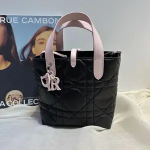 Pre-owned Dior Macrocannage quilted calfskin leather Tote Bags Small Toujours Vertical Tote Bag（38983627）