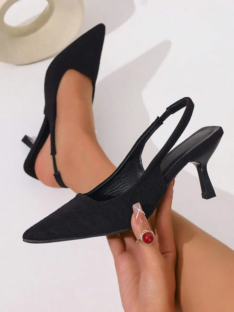 Women's Party Evening Pointed Toe Fashion Elegant Black Open Back High Heel Pumps Closed Toe Slingback Sandals Stiletto Heels Plus Size Shoes Brown Beige Burgundy Purple