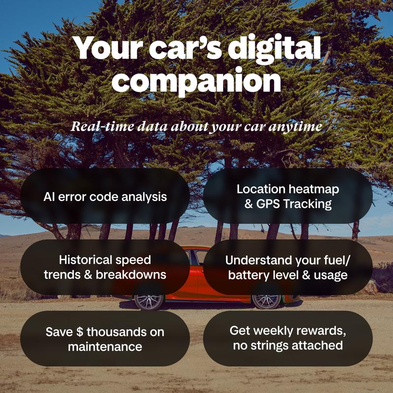 DIMO GPS Vehicle Tracker with Real-Time Location | OBD2 Wireless Scanner, AI-Powered Diagnostic Tool for Check Engine Light & 9000+ Error Codes | Track Driving Habits, Battery & Fuel Usage