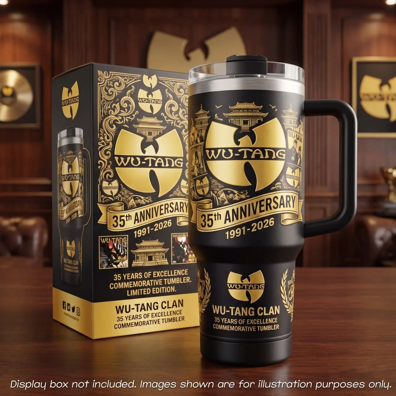 Wu-Tang Clan 35th Anniversary Tumbler 40oz With Handle & Straw, Limited Edition 1991-2026 Collector Cup, Retro Hip Hop Fan Gift, Vintage Rap Drinkware, Stainless Steel Insulated Travel Mug, Commemorative Tumbler
