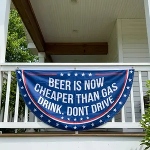 Beer Is Cheaper Than Gas Funny Flag Banner | Patriotic Humor Wall Decor | Garage Bar Man Cave Flag | Funny Drinking Quote Tapestry | Party Decor USA Flag Style | Viral TikTok Home Decor Gift for Him Dad Friend