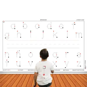Smarty Dots | SPANISH ABC Alphabet Lower Case Dry Erase Without A Trace FlexiBoard Glueless Optically Transparent Truly Repositionable Flexible Thick Premium Quality Any Surface Made in USA (58x35)