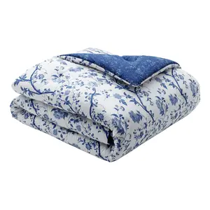 Laura Ashley El ise Navy Full Q ueen Comforter Bonus Set