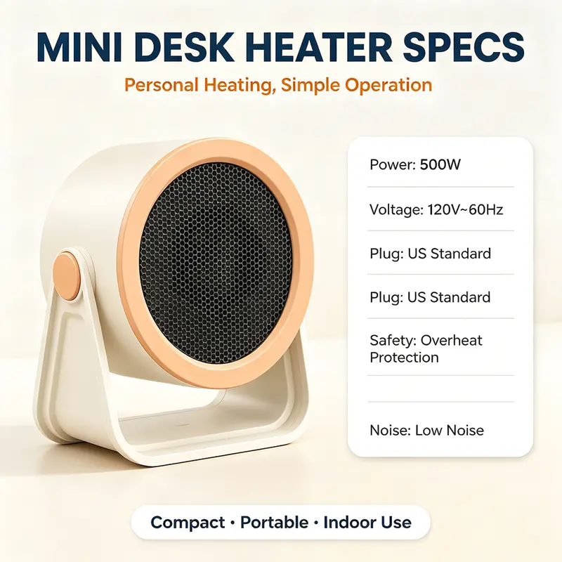Personal heater supported by a stand with side tilt pivots