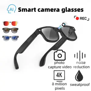 AI Smart Camera Glasses | Center-Frame HD Lens, 8MP Pixel, Real-Time Translation & AI Voice Assistant | 3 Replaceable Lenses | HD Video & Audio Recording | Perfect for Teens' Parties, Christmas