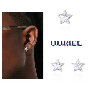 UU Five-Pointed Star Earrings Zircon Fashion Unisex Earrings Couple Birthday Gift Jewelry