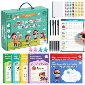 Reusable Large Grooved Handwriting Practice Books for Kids Ages 3-8, Preschool Learning Activities for Tracing Letters & Numbers, Writing Practice for Kids 5-7