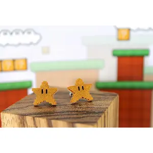 8-Bit Power Star Earrings Pair - Super Mario Sunshine