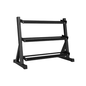 Heavy Duty 3-Tier Dumbbell Rack for Home Gym – Carbon Steel Weight Storage Stand, Angled Non-Slip Shelves, Rubber Guards, Fits 5-6 Hex Dumbbell Pairs, 1000 LB Capacity