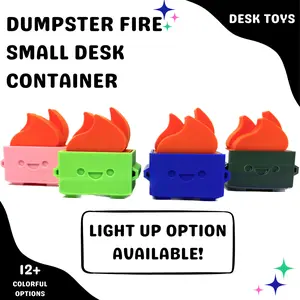 Dumpster fire with light 3 Different Size Desktop Night Light Storage Bin, USB Container, Desk SD Card Holder, Funny Office gift