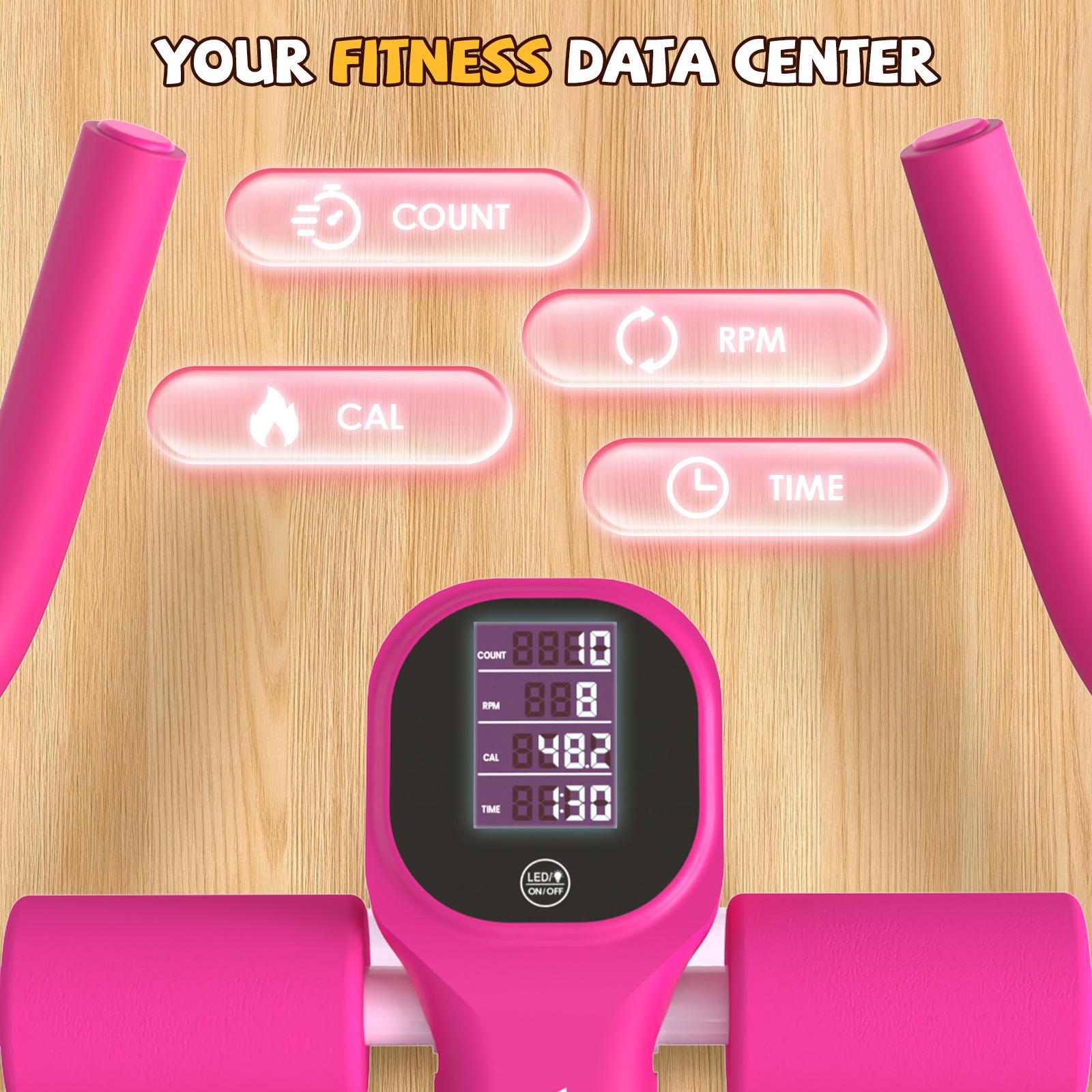 Foldable Ab Trainer Machine with LCD Monitor, 440 lbs Weight Capacity, Adjustable Core Workout Equipment for Abs, Arms & Legs, Home Gym Fitness for Women