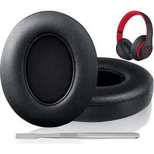 Replacement Earpads For Studio 3 & 2 (B0500/ B0501) 2 Pieces Noise Isolation Comfortable Memory Foam Ear Cushions (Black)