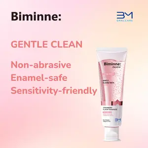 Biminne Probiotic Strawberry Toothpaste | Gentle Whitening Gel with Niacinamide | Aesthetic Oral Care
