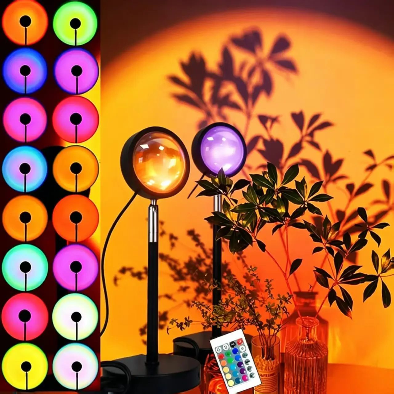LED Sunset Lamp Projector, Rainbow Projection Light, Room Accessories, Dorm Decor, Chill Room Accessories, College Dorm Decor, Unique Gifts for Party Photo Vlog Background Bedroom, Unique Room Decor