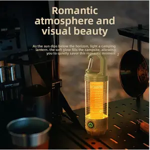 New three-color retro camping light charging emergency flashlight outdoor lighting camp atmosphere hanging light