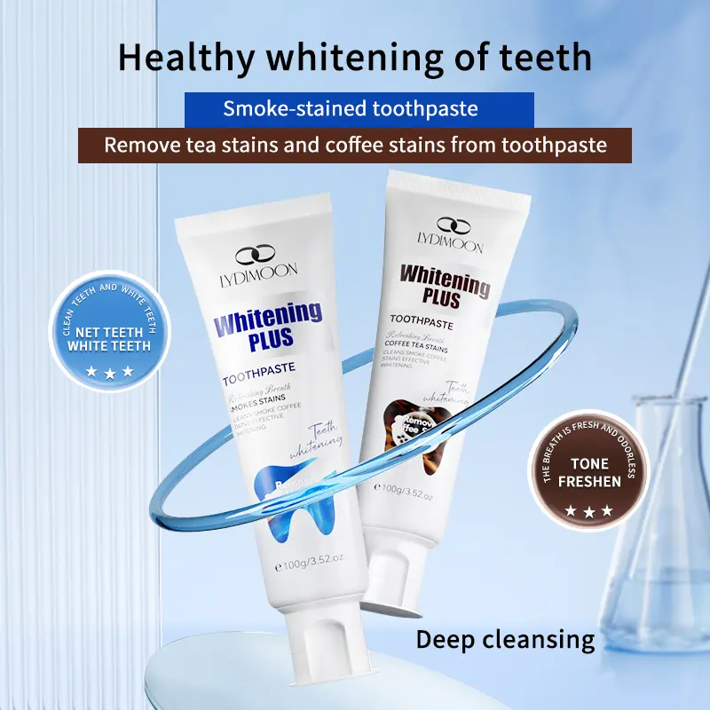 LYDIMOON Teeth Whitening Toothpaste | Stain Remover for Coffee Tea & Smoke Stains | Fresh Breath Enamel-Safe Daily Oral Care 100g