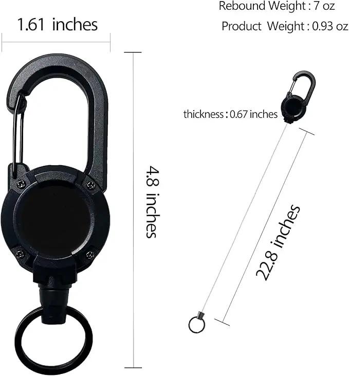 Retractable Keychain Heavy Duty Multitool Carabiner Badge Holder 58cm Stainless Steel Cord for Men Women Easy Use Lightweight Design-MM Retractable Keychain Heavy Duty Multitool Carabiner Badge Holder 58cm Stainless Steel Cord for Men Women Easy Use Lightweight Design-MM
