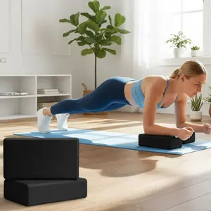 High-Density Foam Yoga Blocks Set - Black 2 Pcs
