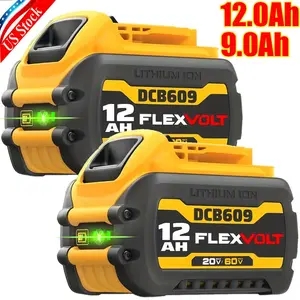 High quality 2Pack 12.0Ah For DEWALT DCB609 DCB612 20V/60V MAX FLEXVOLT 9.0Ah Lithium Battery