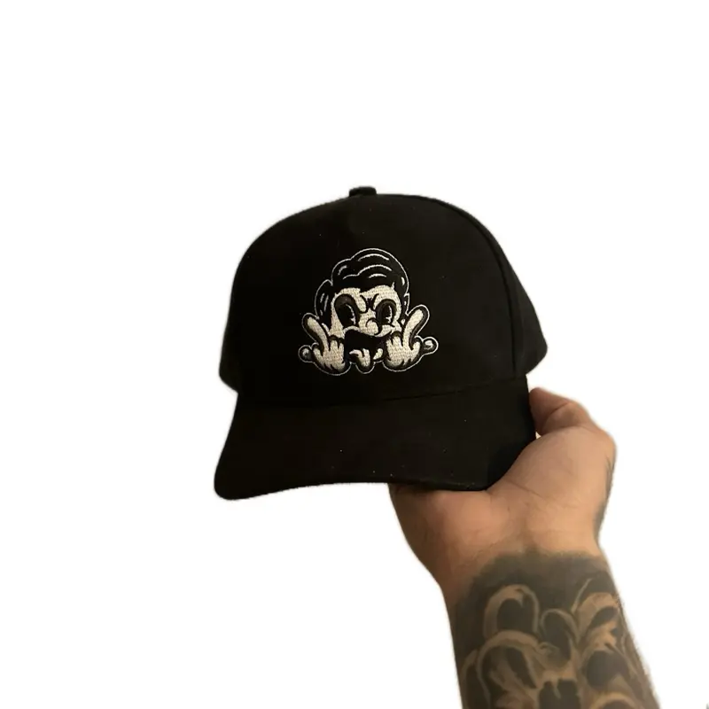 FTR SnapBack Cap, All Suede Material, Black Color, Custom design, Adjustable Fit
