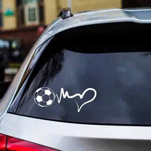 Fashionable Vinyl Car Sticker, Sports Football Heartbeat Line Shaped Sticker, Funny Self-adhesive Exterior Decal For Car Styling