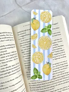 Lemons and Mint Laminated Bookmark for Book Lovers, Aesthetic, Bookish Merch, Double-Sided, Durable