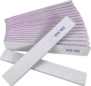 Nail Files (12 Pack), 100/180 Grit Emery Boards Nail File for Natural Nails and Acrylic Nails,  Professional Fingernail Filer Reusable Gray