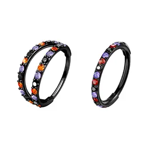 Oufer Halloween Red Purple Black Hinged Segment Nose Ring 20G 316L Stainless Steel Hoop Bold Festive Accessory