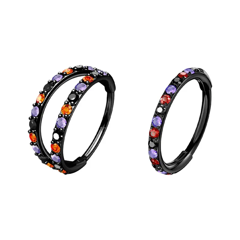 Oufer Halloween Red Purple Black Hinged Segment Nose Ring 20G 316L Stainless Steel Hoop Bold Festive Accessory