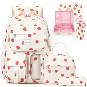 Similove Girls Backpack for School Set, 5PCS Laptop Backpack for Teen Women, Kids Leakproof Bento Box, Insulated Water Bottle, Lunch Bag & Pencil Pouch, Back To School Gift