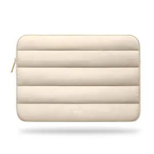 Puffy 15-16 Inch Beige Laptop Sleeve. MacBook Pro 16 Inch Case, Cute Computer Sleeve Carrying Case Laptop Bag 15.6 Inch Laptop Cover