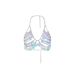 Mermaid Shell Sequin Top | Resort Beach Wear | Chain Detail Bikini