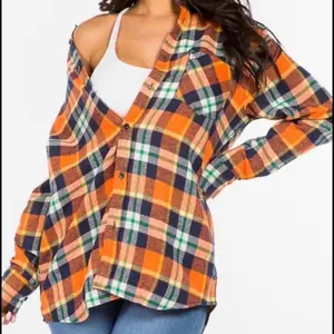 UNISEX FLANNEL OVERSIZE SHIRTS ORANGE MIX