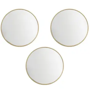 10.00 x 10.00 inches Gold Round Wall Mirror Set, Set of 2