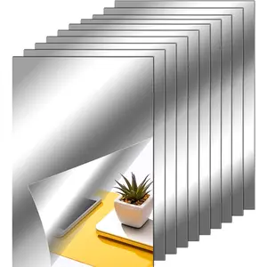 Flexible Mirror Sheets Self Adhesive Non Glass Mirror Tiles Mirror Stickers for Home Wall Decor (10 Pieces, 6 X 9 Inches) No brand