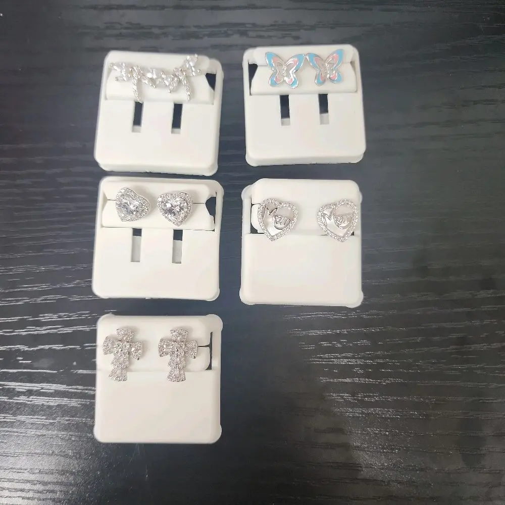 real silver 925 earrings plata 925 real aretes options butterfly libelula heart cross mom