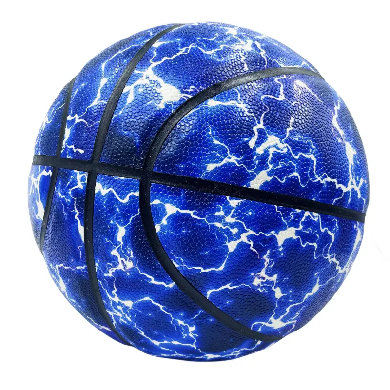 [One High-Performance Youth Basketball] Single Pack Lightning Blue Youth Basketball, Durable TPU Synthetic Rubber, High-Performance Outdoor Basketball for Ages 14+