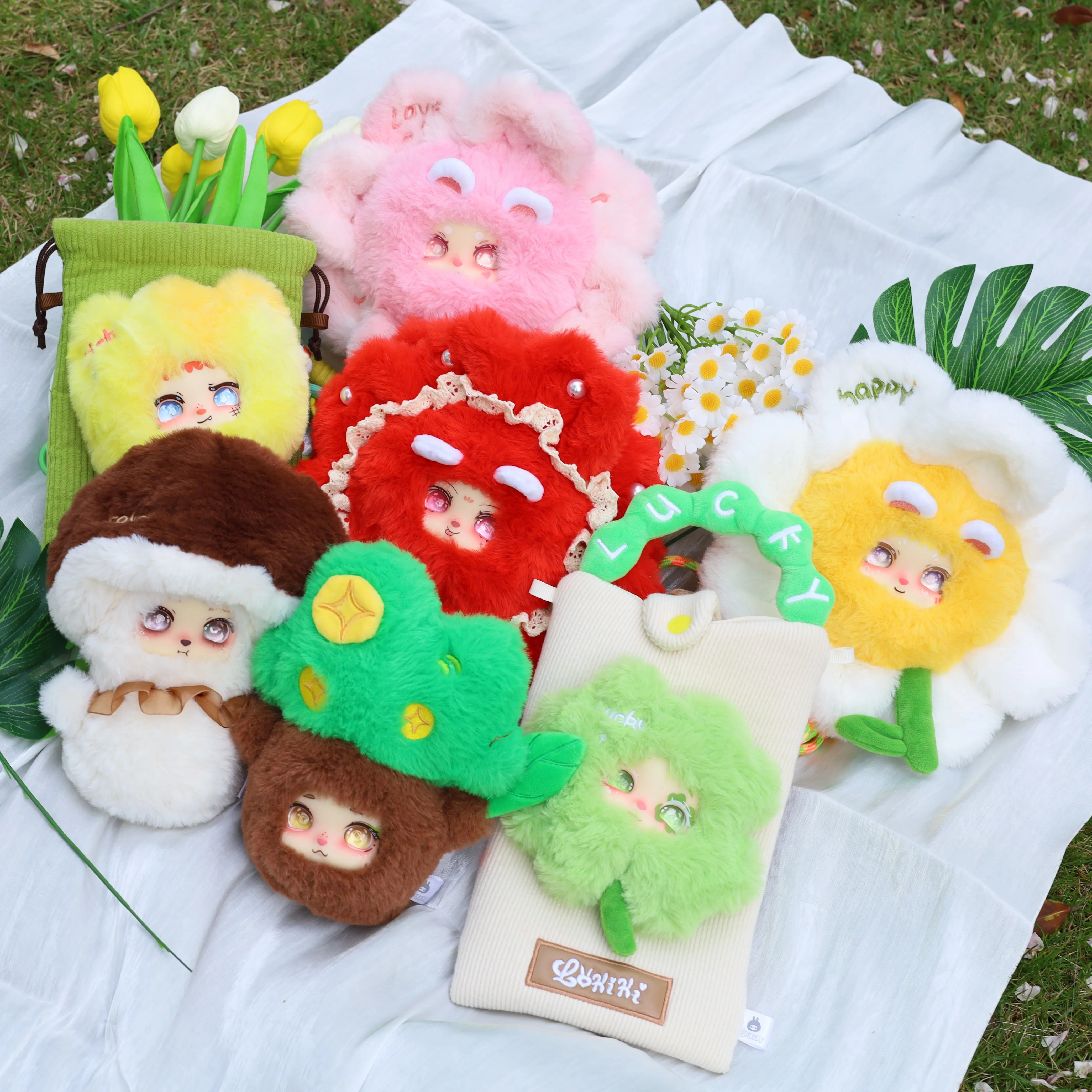LOKIKI Bloom & Thrive Series Plush Pendant, Botanical Mystery Blind Box Keychain, Cute Collectible Bag Charm Art Toy Gift for Collectors