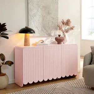 Dahlia Fluted and Scalloped Sideboard Storage Cabinet in Soft Pink