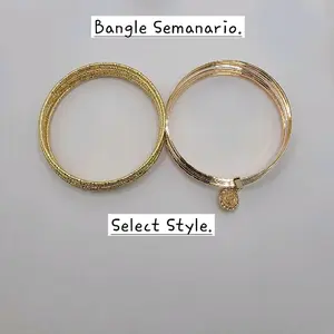 Semanario Bangle Bracelets 14k color and 3 color Select Style Laminated Gold 60mm & 68mm Inside Diameter 2mm 7 Units SKU : SM01 TO SM04