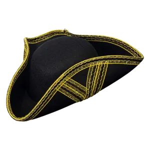 Colonial Tricorn Hat For Adults | Historical Hat with Gold Trim - Founding Father, Pirate Costume Accessory - Perfect For Role Play & Cosplay Dress Up