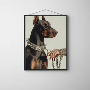 [UNFRAMED POSTER] Doberman Wall Art – Color & Black and White Print, Fashion Dog Photography, Modern Luxury Animal Art, Bold Minimal Wall Decor