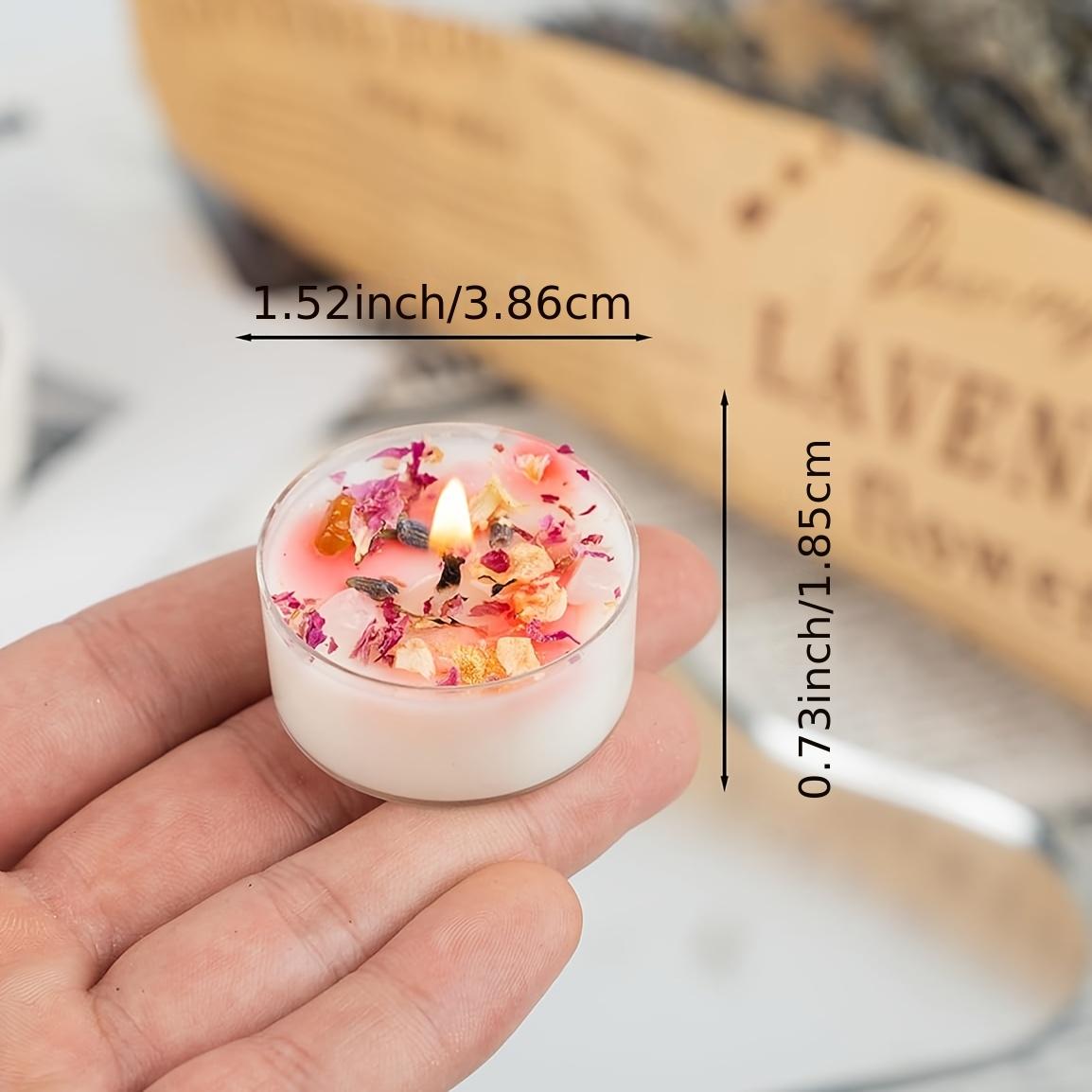 12-piece set of crystal tea candles with 4 scents, soy wax aromatherapy candles, handmade crystal dried flower decorations, home fragrance, great gift. Includes a mix of 4 different scents, suitable as a gift for any candle lover decor