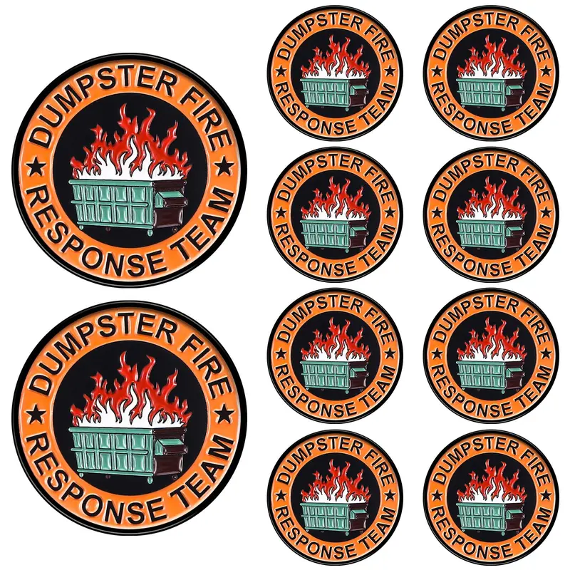 6/12pcs Dumpster Fire Pins Bulks Humorous Appreciation Gift for Nurse Teacher Employee Coworkers Team Leader Trash Fire Alloy Pin Emotional Support Decorative Jewelry Accessories for Decorate Jackets Hats Backpacks