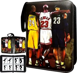 Basketball Card Binder, Trading Card Binder 4 Pocket with 50 Removable Sleeves Fits 400 Sport Cards, 3 Ring Card Holder Binder with Zipper, Collector Storage Album