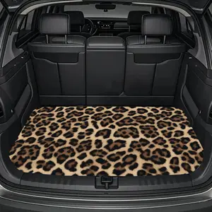 Classic brown and yellow leopard print leather car trunk mat, universal luggage mat for outdoor use, suitable for various trucks and SUV models, ideal gift, interior car decoration mat, fun design, wear-resistant and non-slip, specialized car floor mat, e