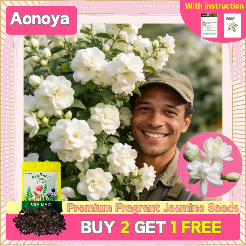 【Buy 2 Get 1 Free】100+ Non-GMO Silver Jasmine Climbing Flower Seeds, Fragrant Easy-Planting Full-Sun Evergreen Seeds, for Garden Balcony, Weddings Flowers Bouquet (Home Improvement/Garden Supplies)