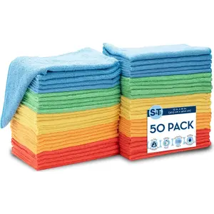 50 pack 12 x 16 microfiber cleaning cloth bulk towels for home reusable microfiber towels for cars cleaning rags assorted 50 count