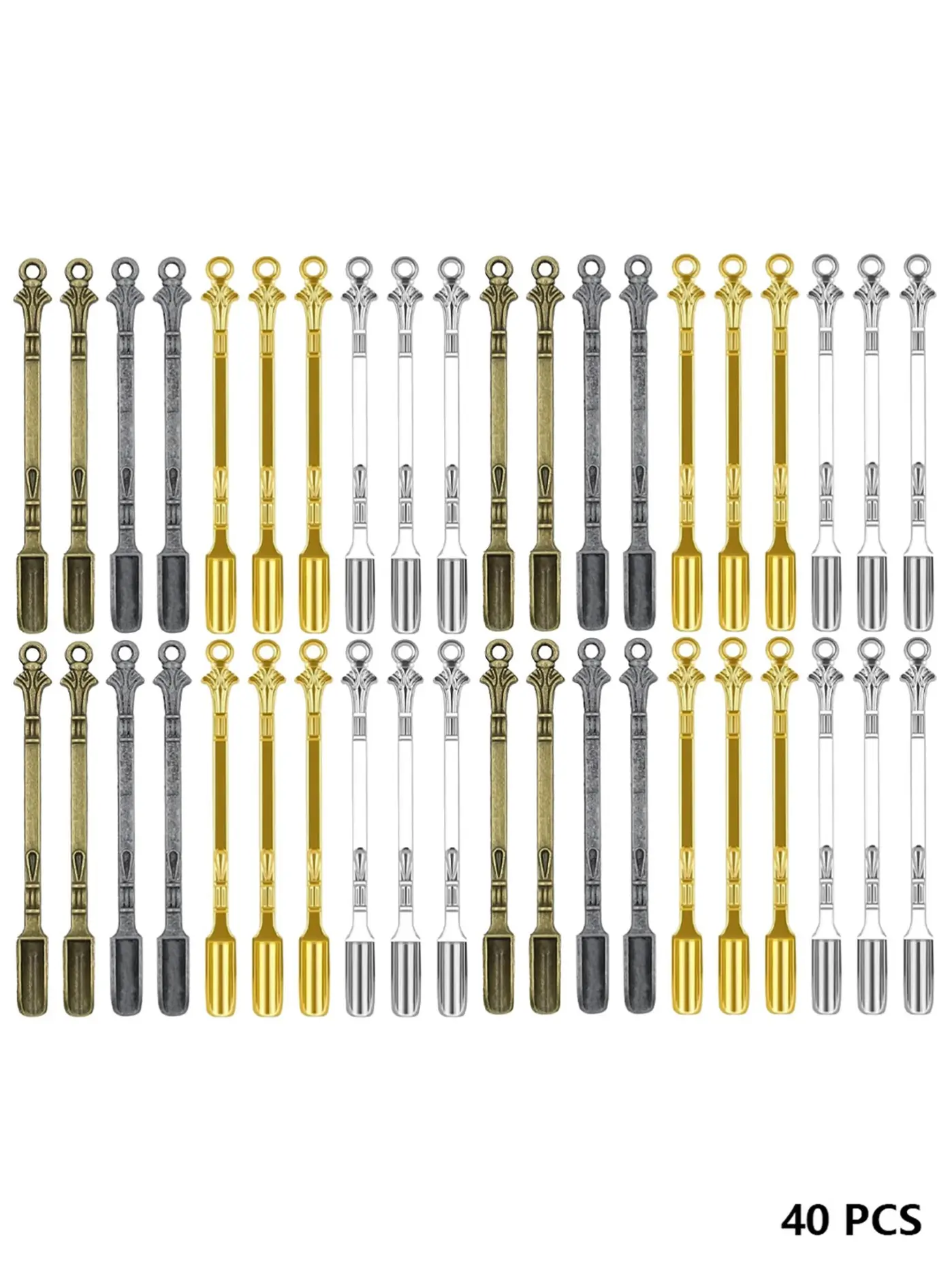 40-Piece Mini Spoon Set, Alloy Kitchen Utensil Keychain, Small Scoop Necklace, DIY Craft Jewelry Making, Beads For Jewelry Making, Handmade Accessories, Beading Accessories